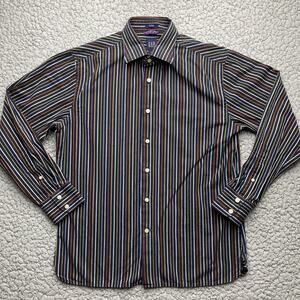 Gap Button Up Shirt Mens Medium Fitted Multicolor Striped Long Sleeve